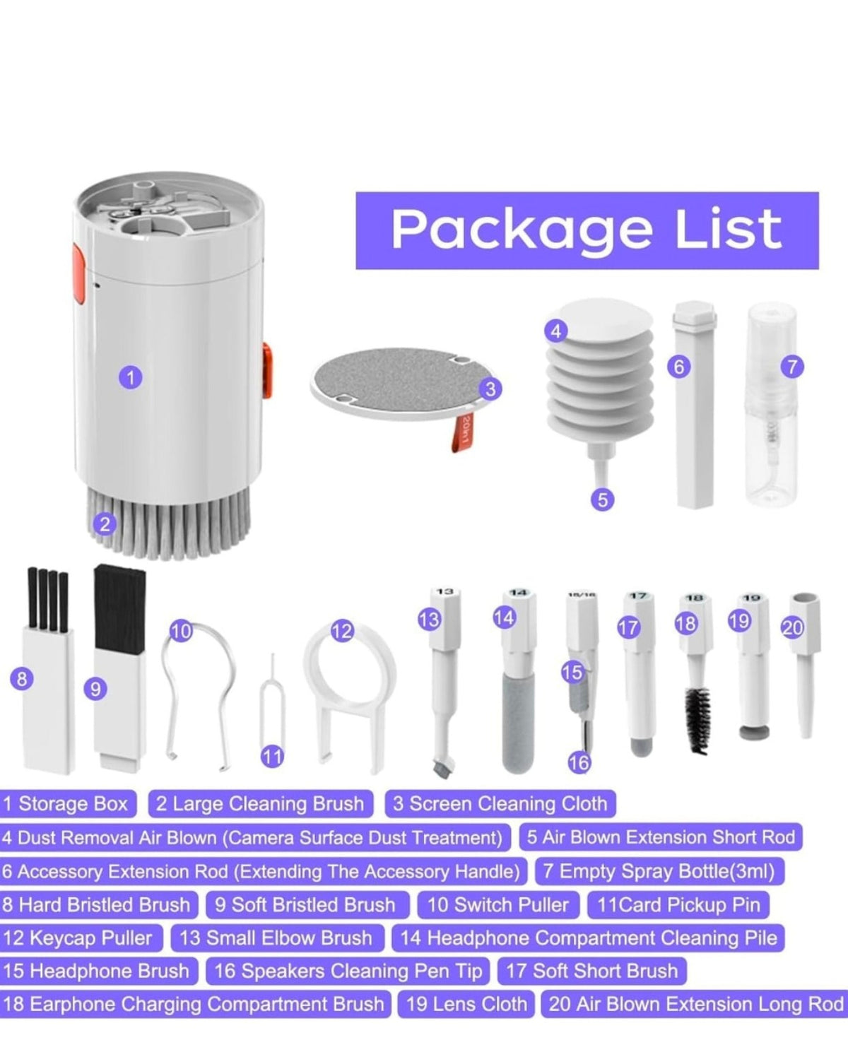 20-in-1 electronics cleaning kit accessories and uses