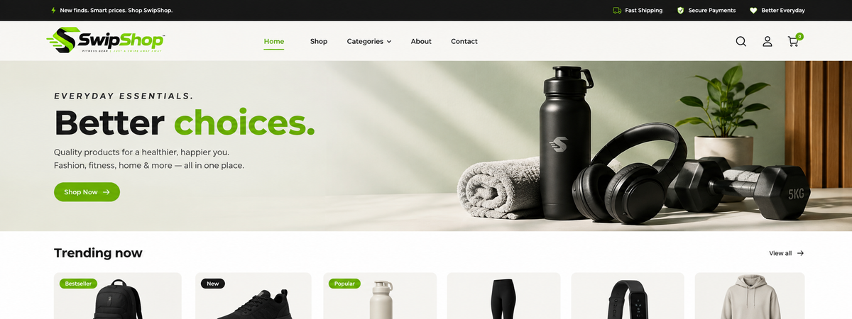 SwipShop homepage hero banner