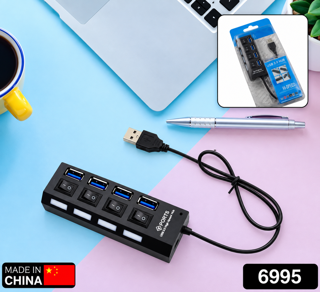 4 Port USB Hub with individual switches
